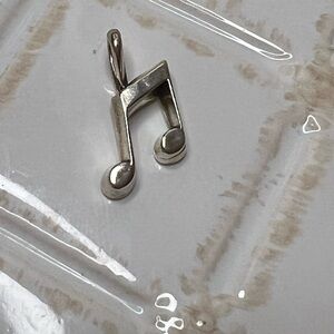 Vintage Tiny Music Note Charm 925 Sterling Silver NOS